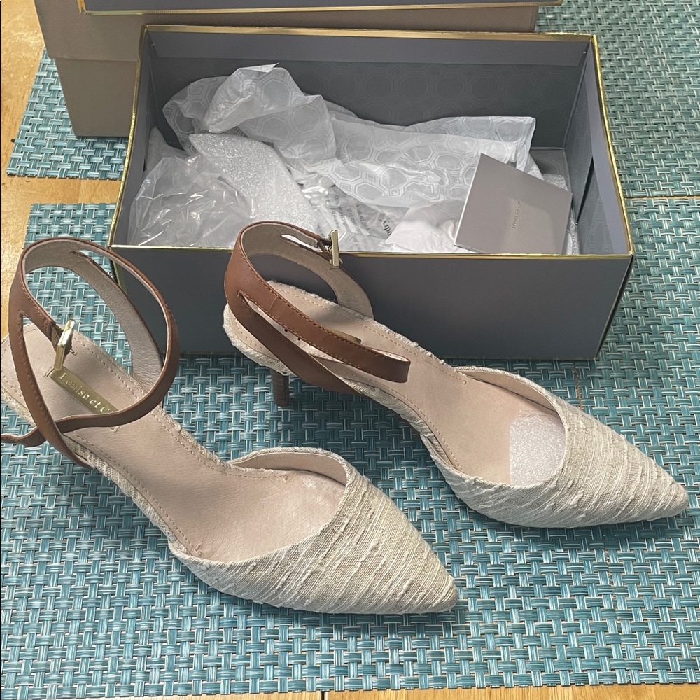 Louise et Cie Textured Cream and Brown Heels